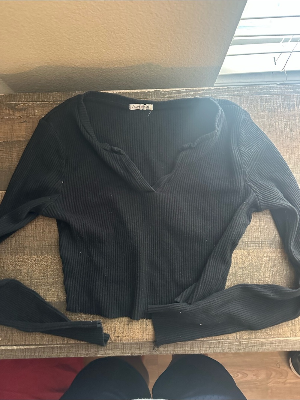 Heart & Hips Black Ribbed Long-Sleeve Crop Top